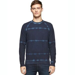 New! CALVIN KLEIN Men's Tie-Dye Print Stripe Sweater Sweatshirt Blue 100% Cotton